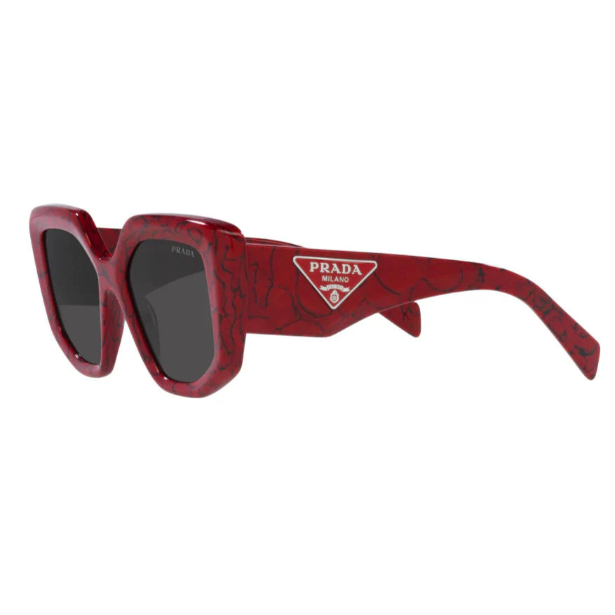 Prada PR14ZS 15D-5S0 Rectangular Marble Red Sunglasses