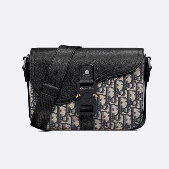 Dior Medium Saddle Messenger Bag with Flap - Black