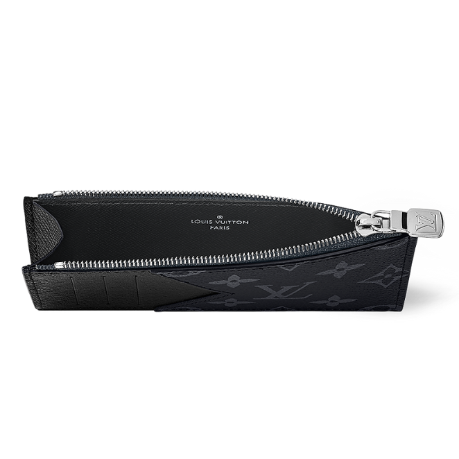 Louis Vuitton Monogram Eclipse Taigarama Coin Card Holder - Black