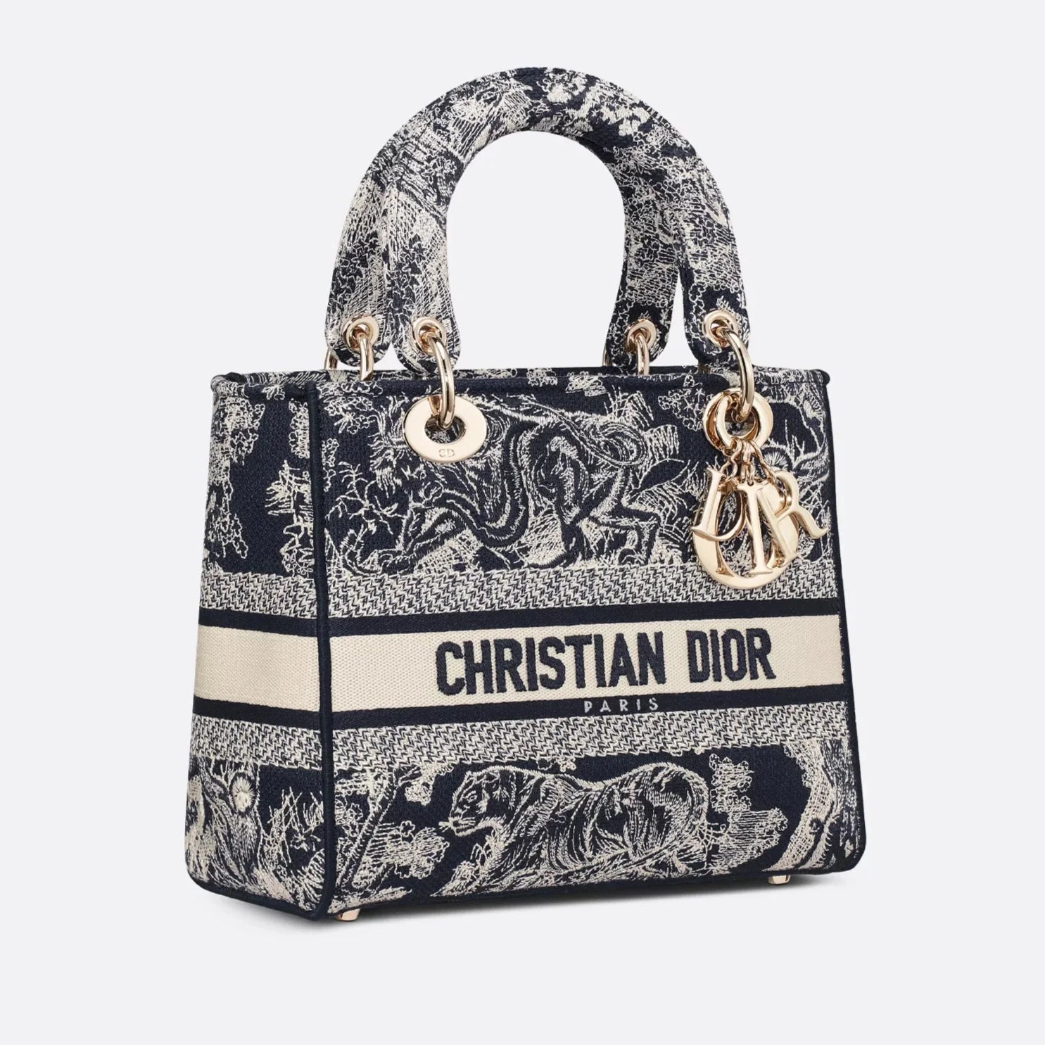 Dior Medium Lady D-Lite Reverse Embroidery Bag - Blue Toile de Jouy