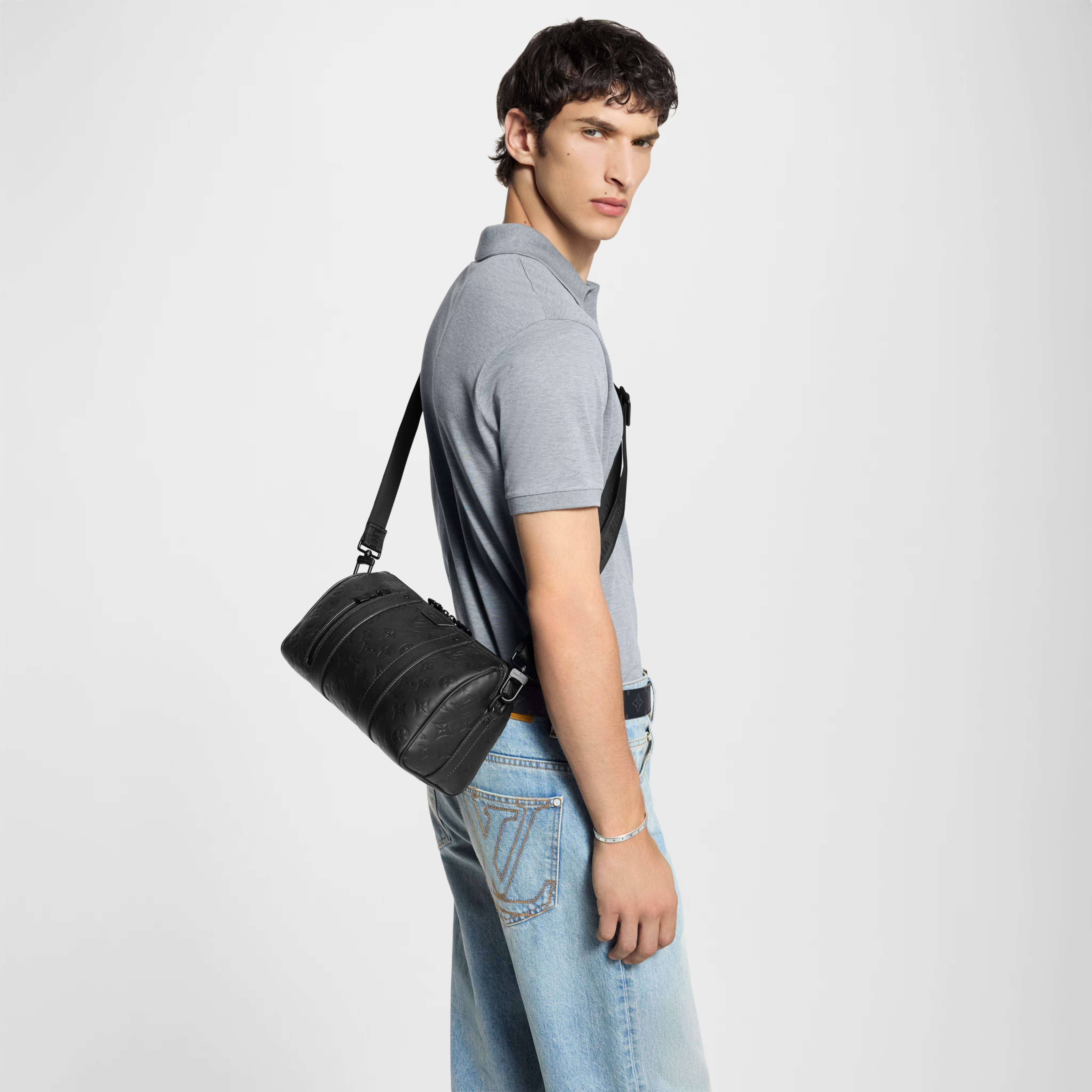 Louis Vuitton Monogram Shadow City Keepall Duffle Bag – Black
