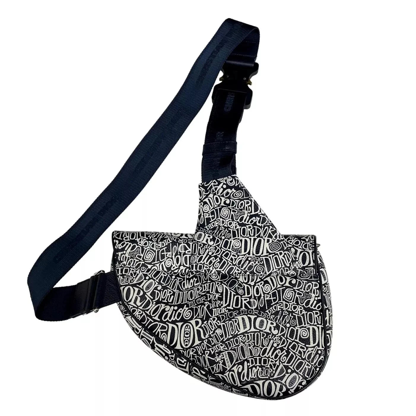 Dior x SHAWN STUSSY Grained Calfskin Saddle Bag - Navy Blue