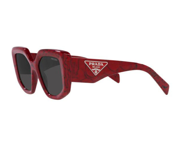Prada PR14ZS 15D-5S0 Rectangular Marble Red Sunglasses