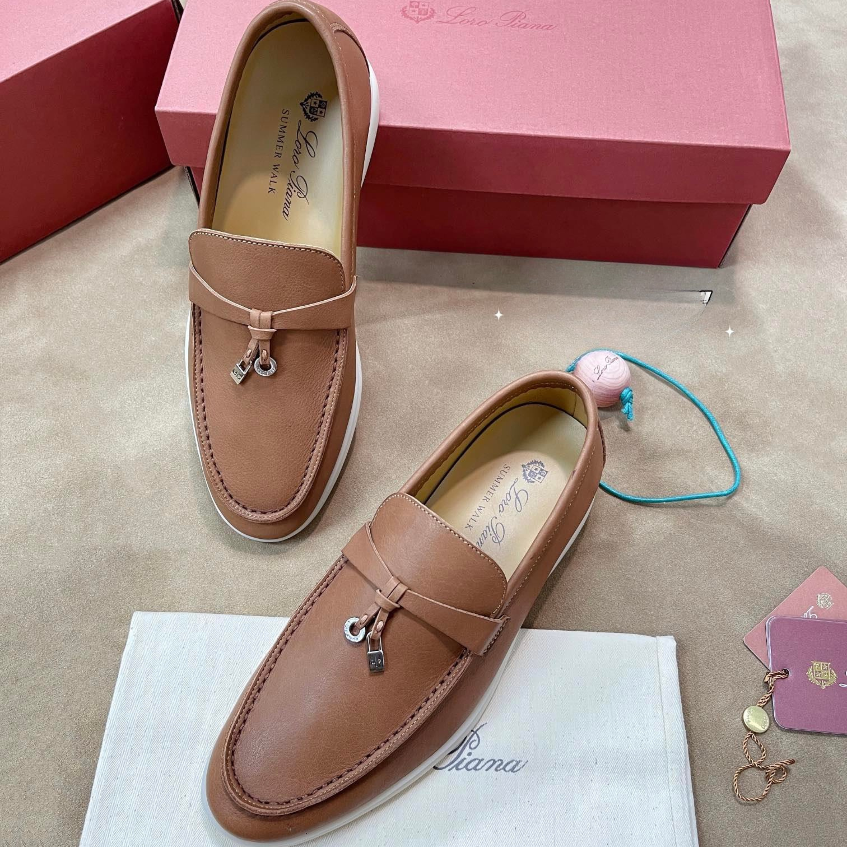 Loro Piana Summer Charms Walk Deerskin Loafers - Cream Bignet (20CB)