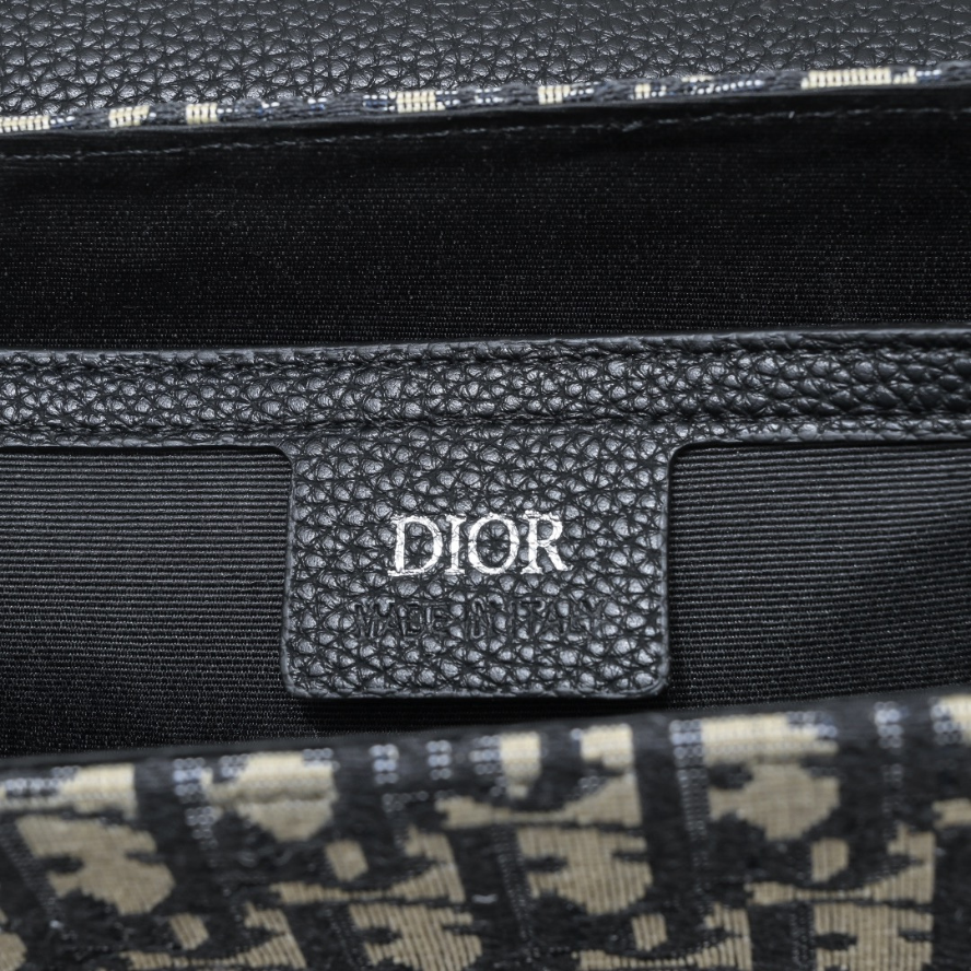 Dior Medium Saddle Messenger Bag with Flap - Black Grained