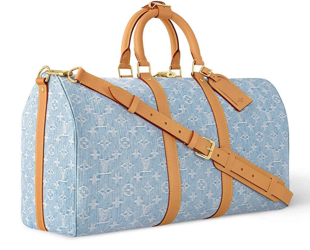 Louis Vuitton Monogram Denim Keepall Bandoulière 45 Duffle Bag  – Blue