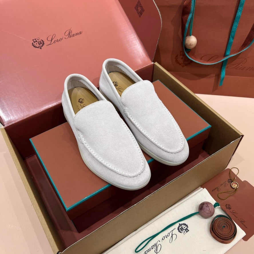 Loro Piana Summer Walk Suede Loafers - Sand