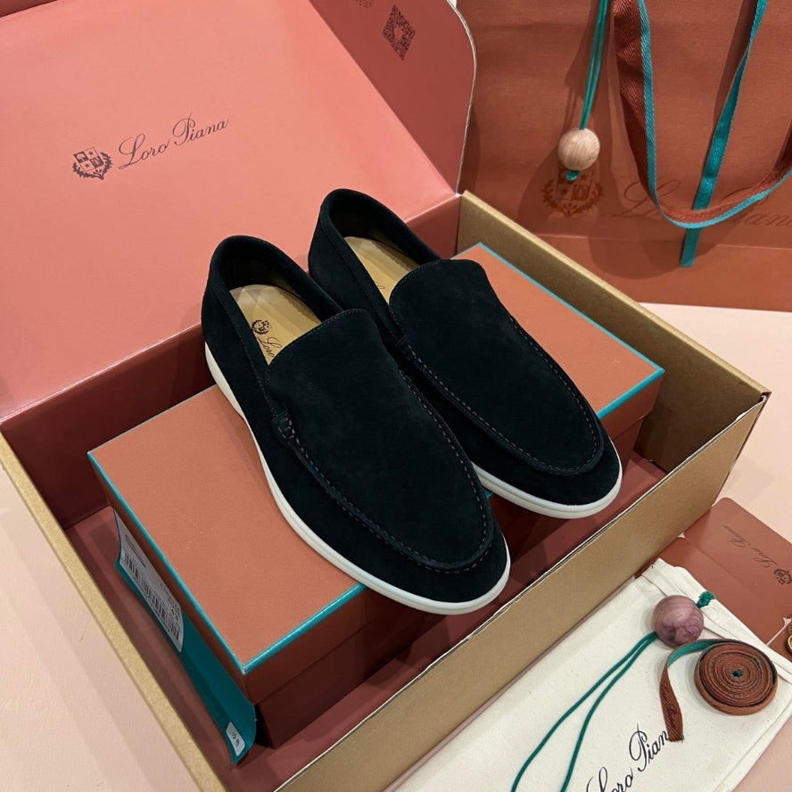 Loro Piana Summer Walk Suede Loafers - Black (132)