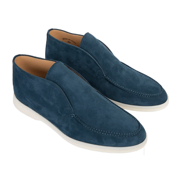 Loro Piana Open Walk Suede Ankle Boots - Dark Blue