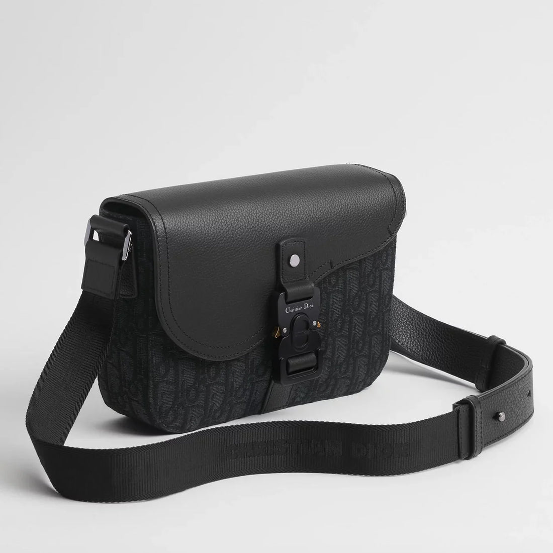 Dior Small Saddle Jacquard Messenger Bag with Flap - Black