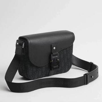Dior Small Saddle Jacquard Messenger Bag with Flap - Black