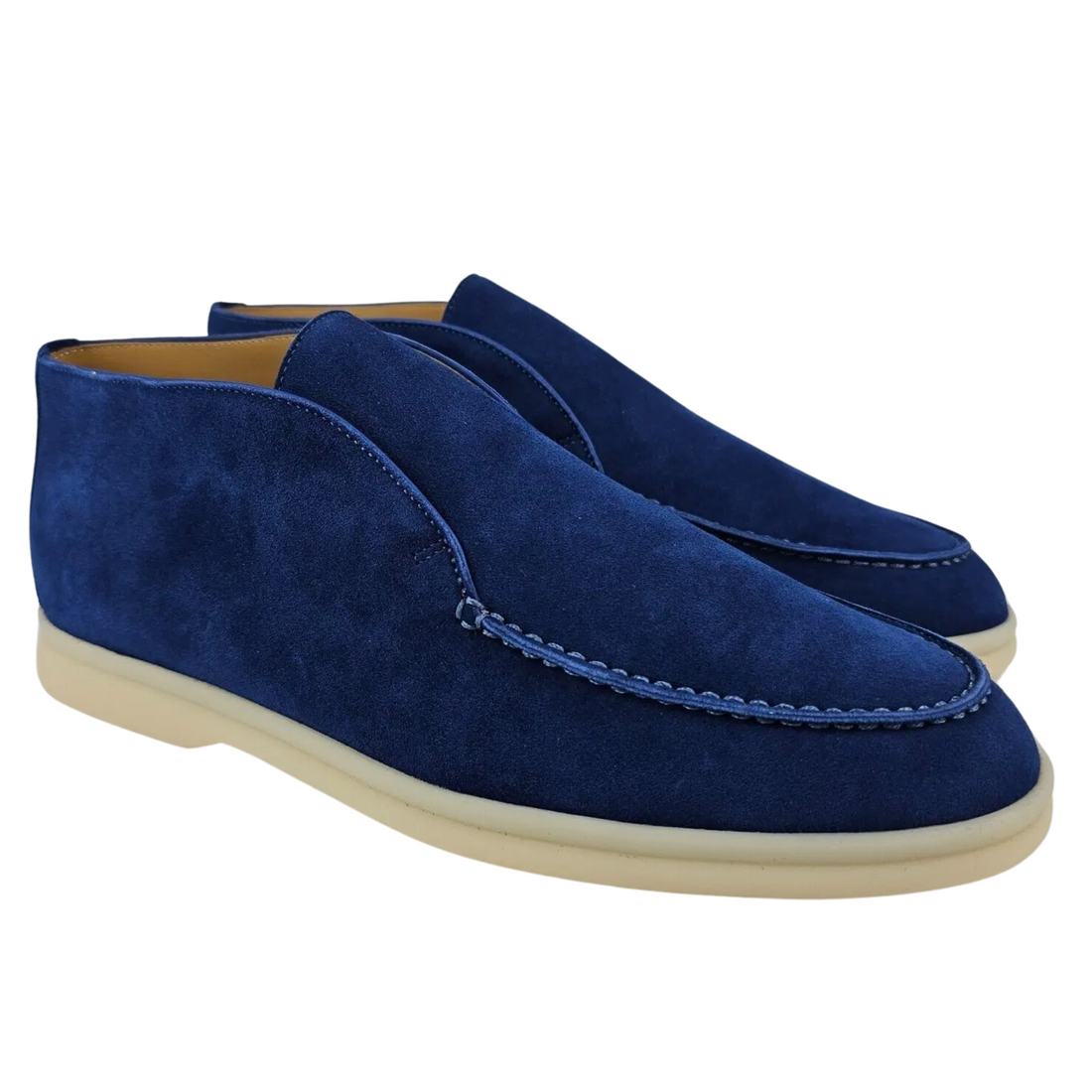 Loro Piana Open Walk Suede Ankle Boots - Dark Navy Blue (220)