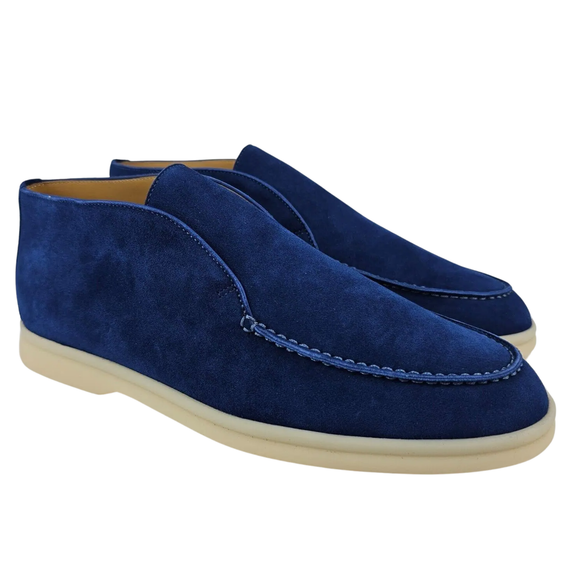 Loro Piana Open Walk Suede Ankle Boots - Dark Navy Blue (220)