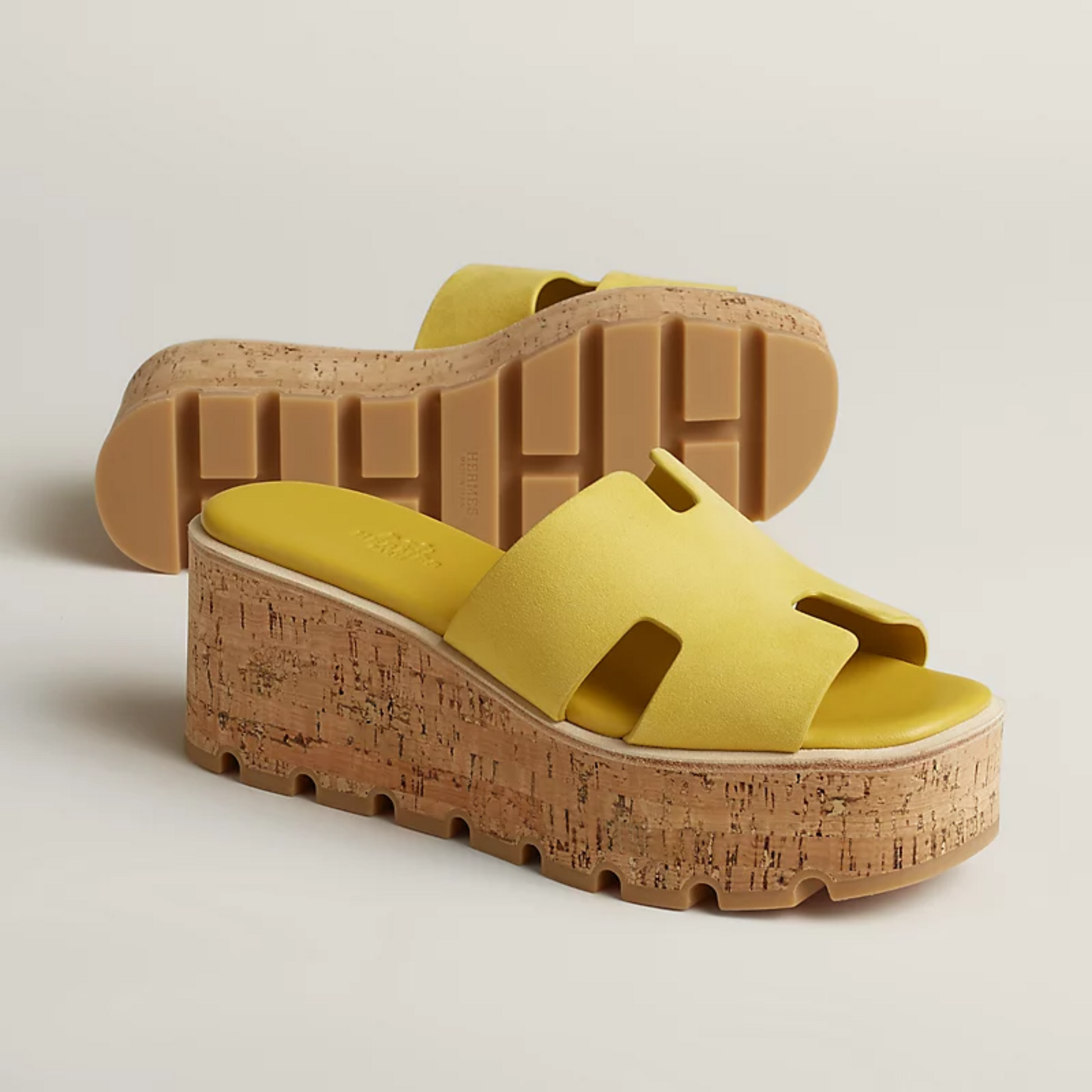 Hermes Eze 30 Suede Sandals - Jaune Impérial