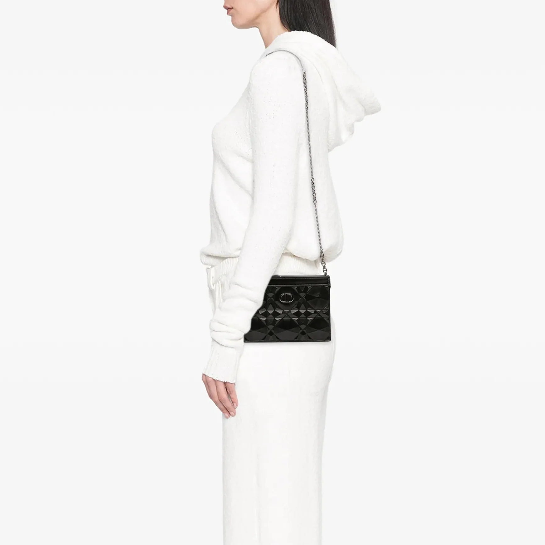 Dior Caro Macrocannage Diamond Quilted Leather Shoulder Bag - Black