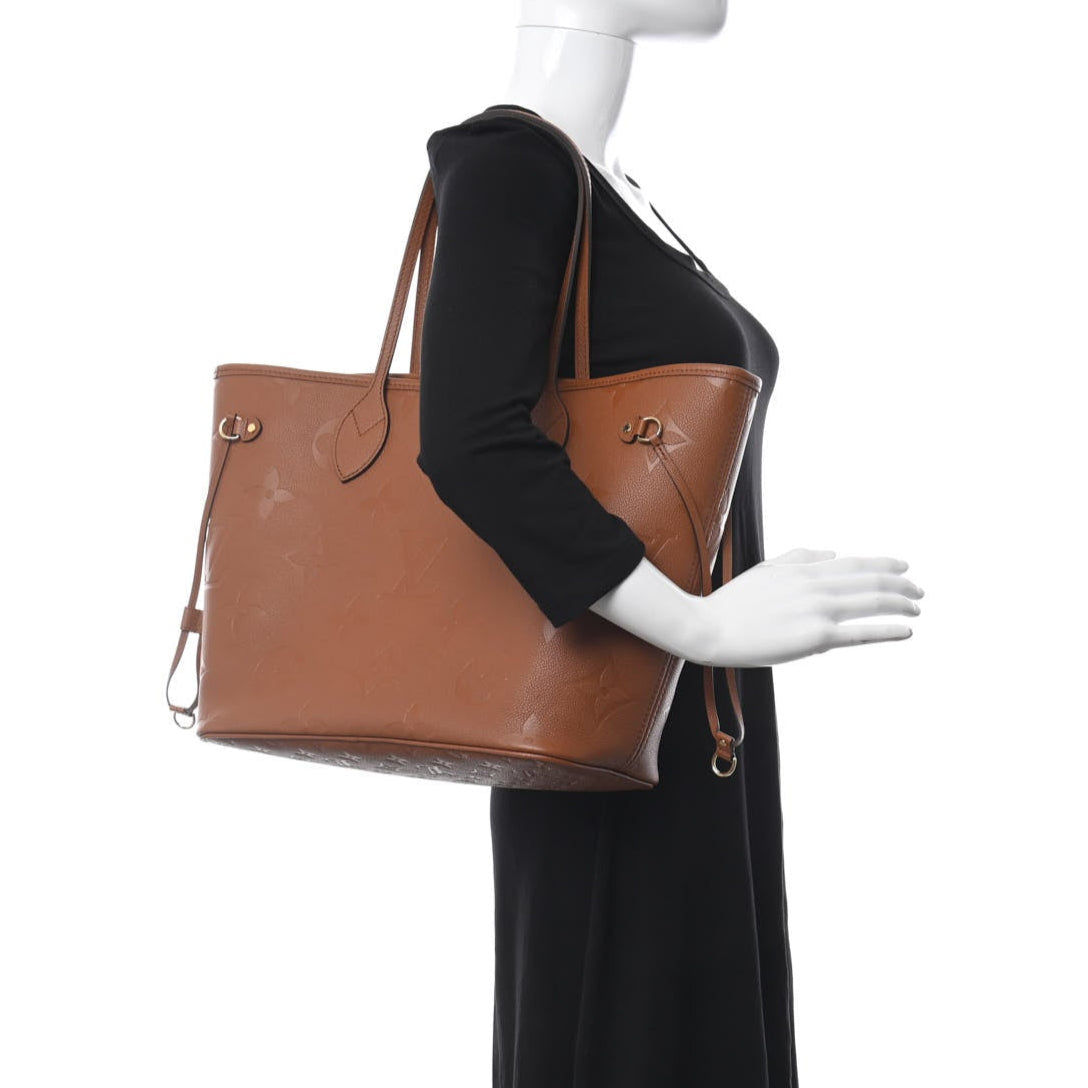 Louis Vuitton Empreinte Monogram Giant Neverfull MM Tote Bag - Cognac