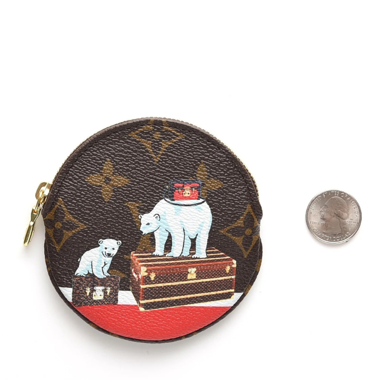 Louis Vuitton Limited Edition Monogram Christmas Round Coin Purse - Brown
