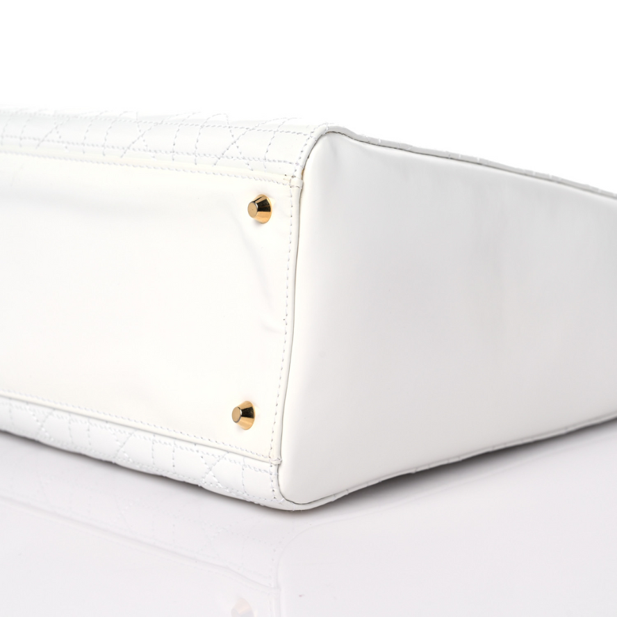 Dior Large Lady Dior Cannage Lambskin Bag - Latte