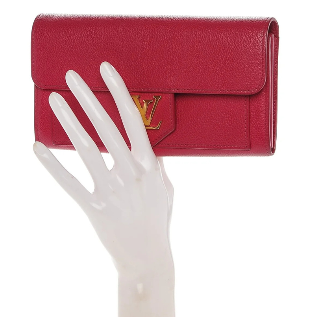 Louis Vuitton Calfskin Leather Lockme Wallet - Red