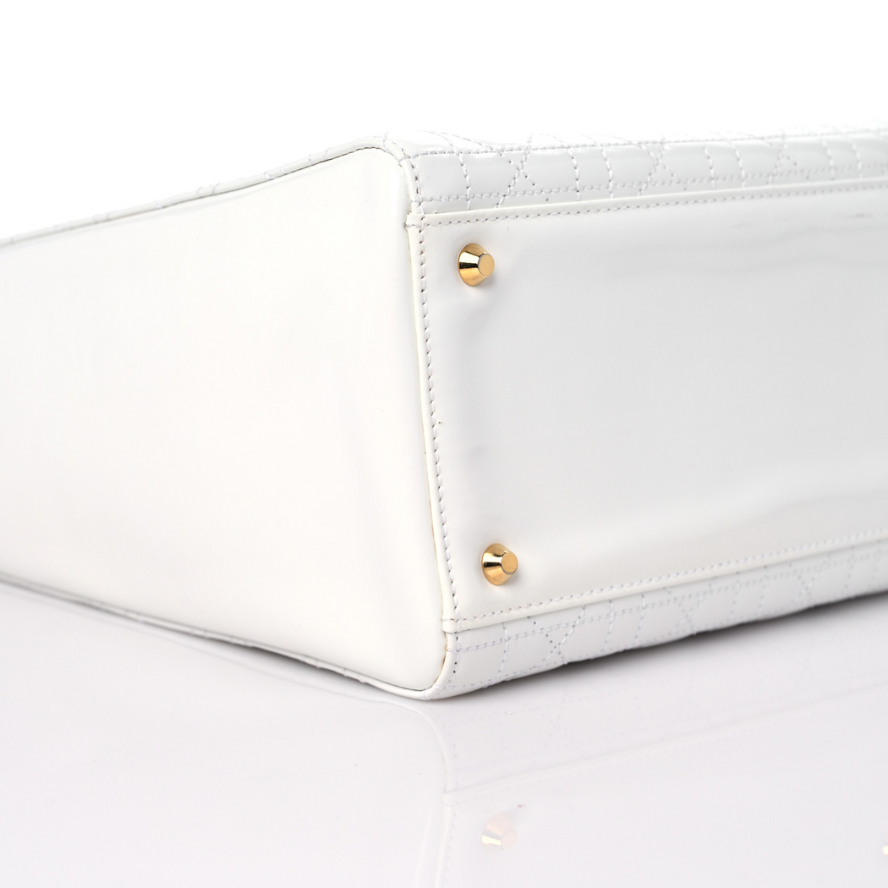 Dior Large Lady Dior Cannage Lambskin Bag - Latte