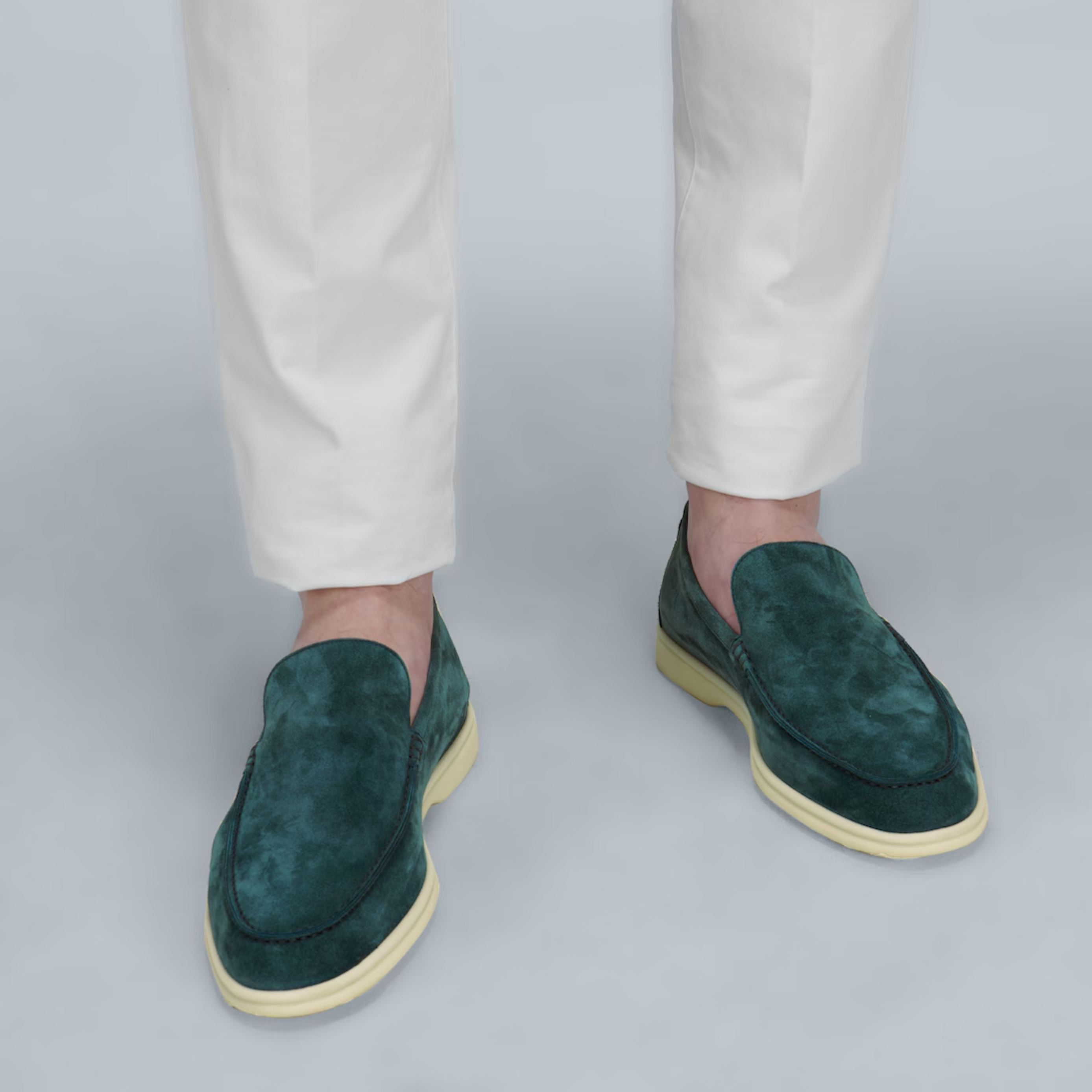 Loro Piana Summer Walk Suede Loafers - Dark Green