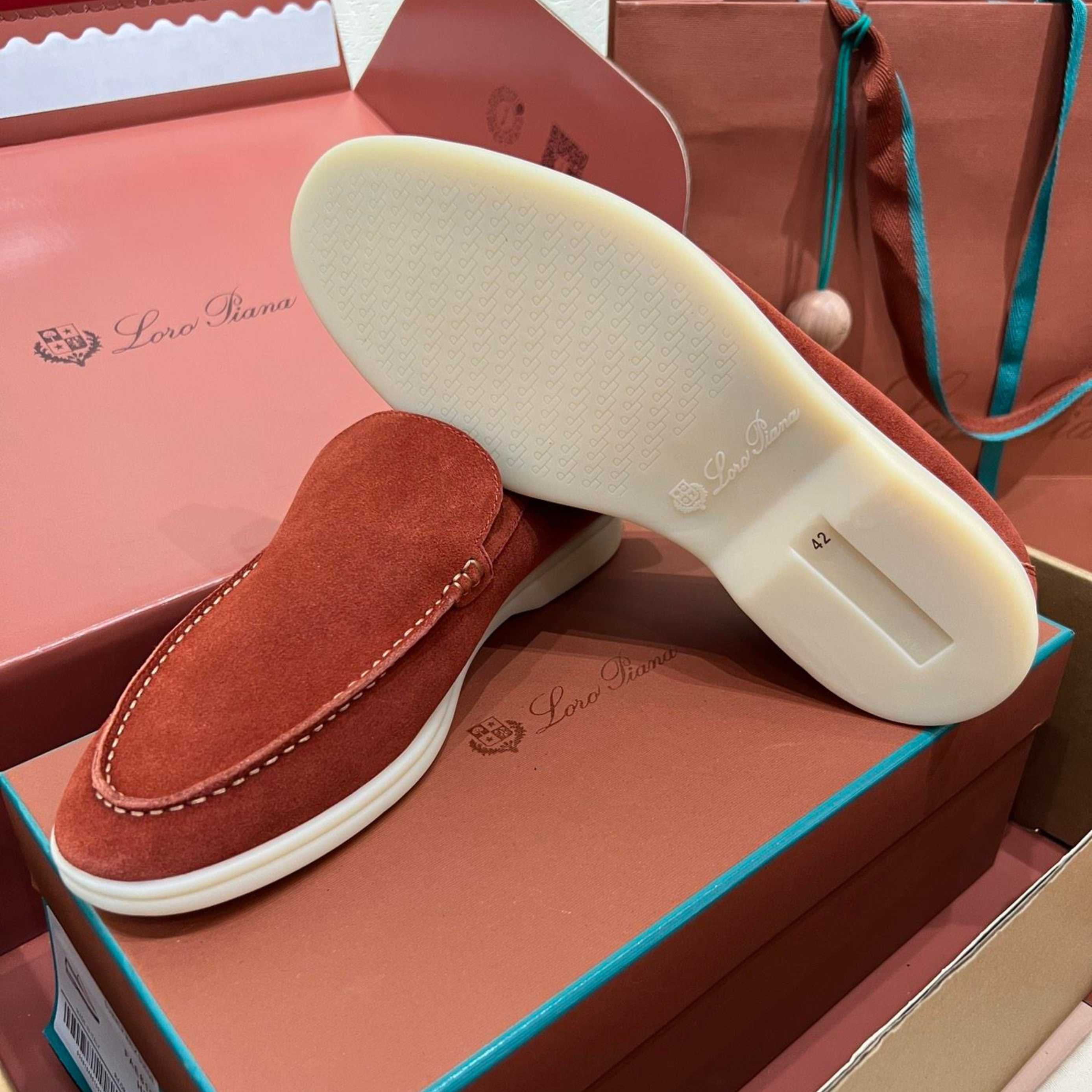 Loro Piana Summer Walk Suede Loafers -  Dried Red (R0DV)