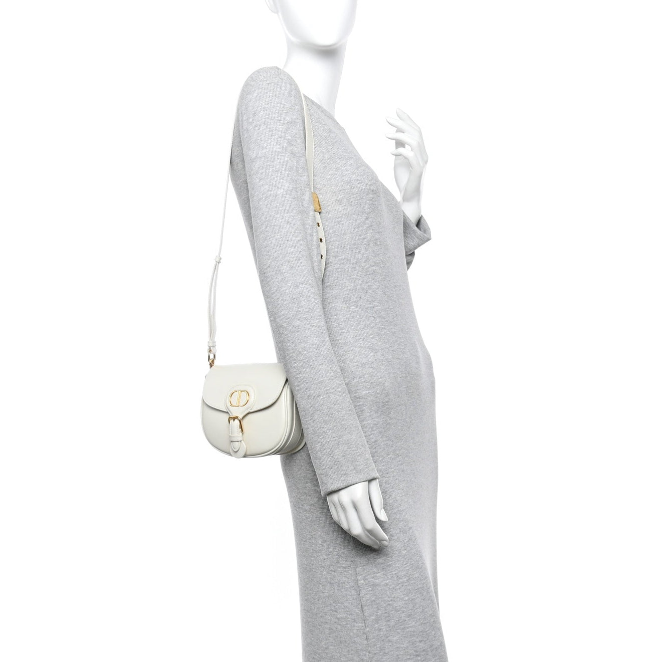 Dior Medium Bobby Calfskin Crossbody Bag - White