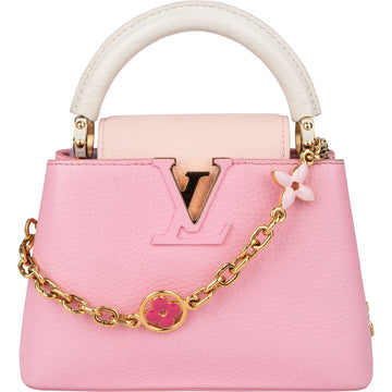Louis Vuitton Taurillon Flower Chain Mini Capucines Handbag – Candy Pink