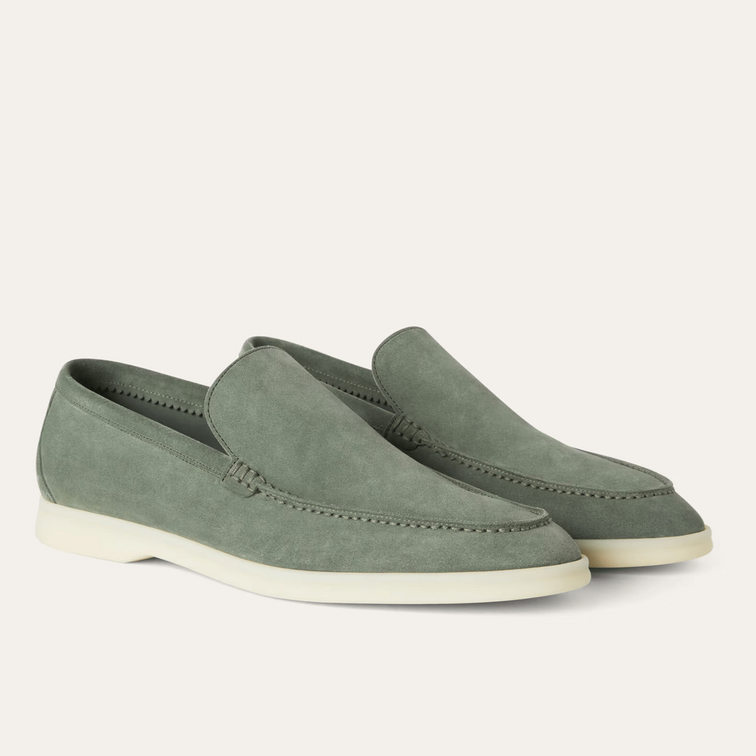 Loro Piana Summer Walk Suede Loafers - Frozen Fir (515Z)