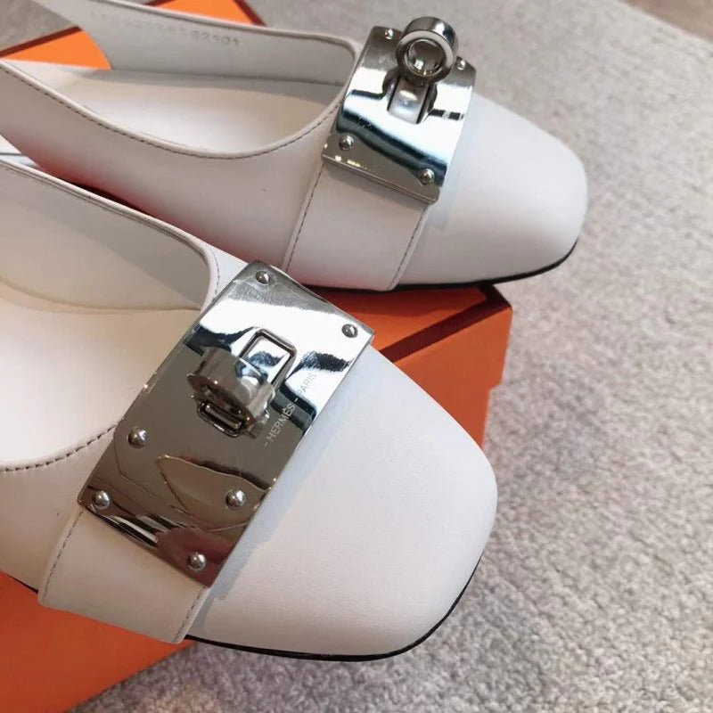 Hermes Innocente Slingback Sandals - White