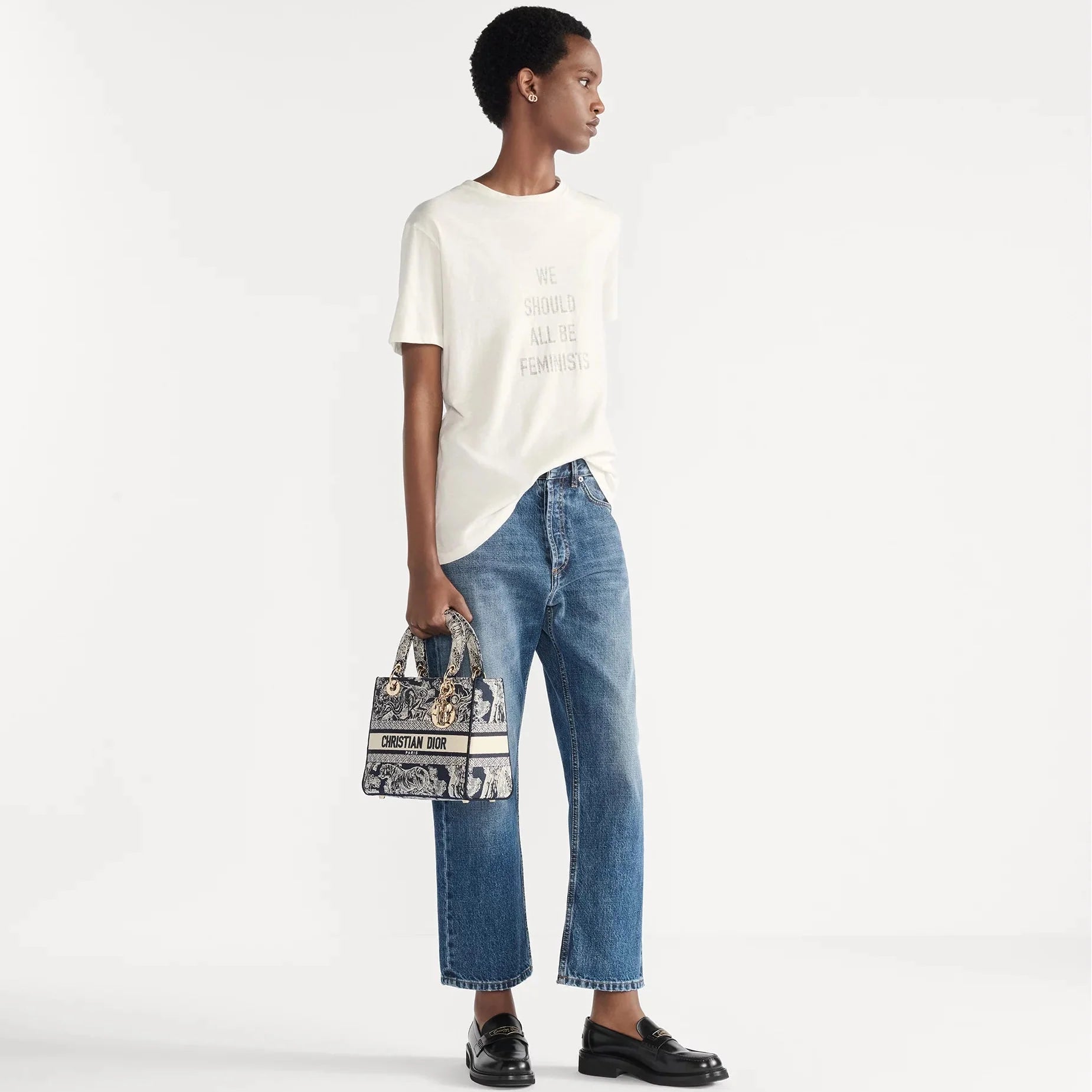 Dior Medium Lady D-Lite Reverse Embroidery Bag - Blue Toile de Jouy