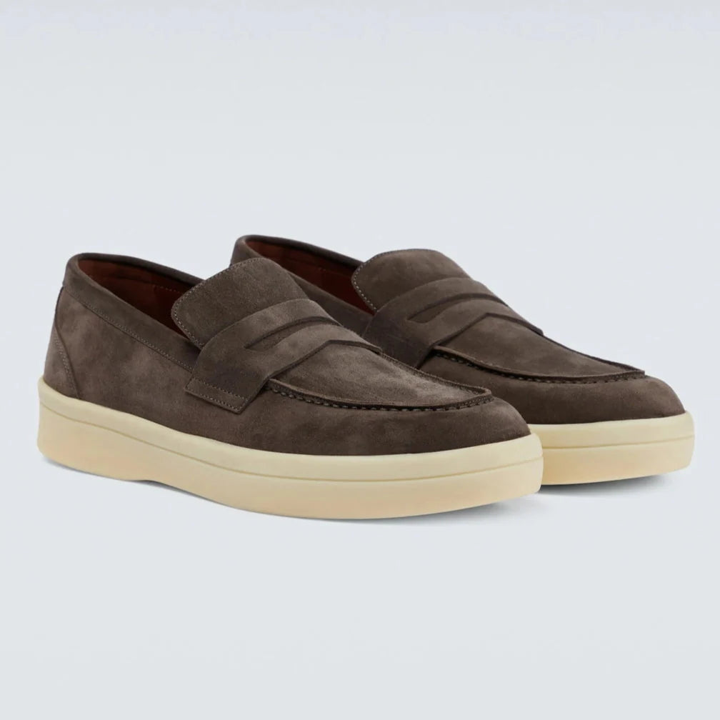 Loro Piana Summer Walk Suede Penny Loafers - Brown (208)
