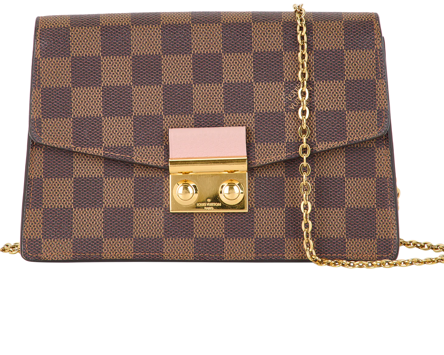 Louis Vuitton Damier Ebene Croisette Chain Crossbody Bag - Brown