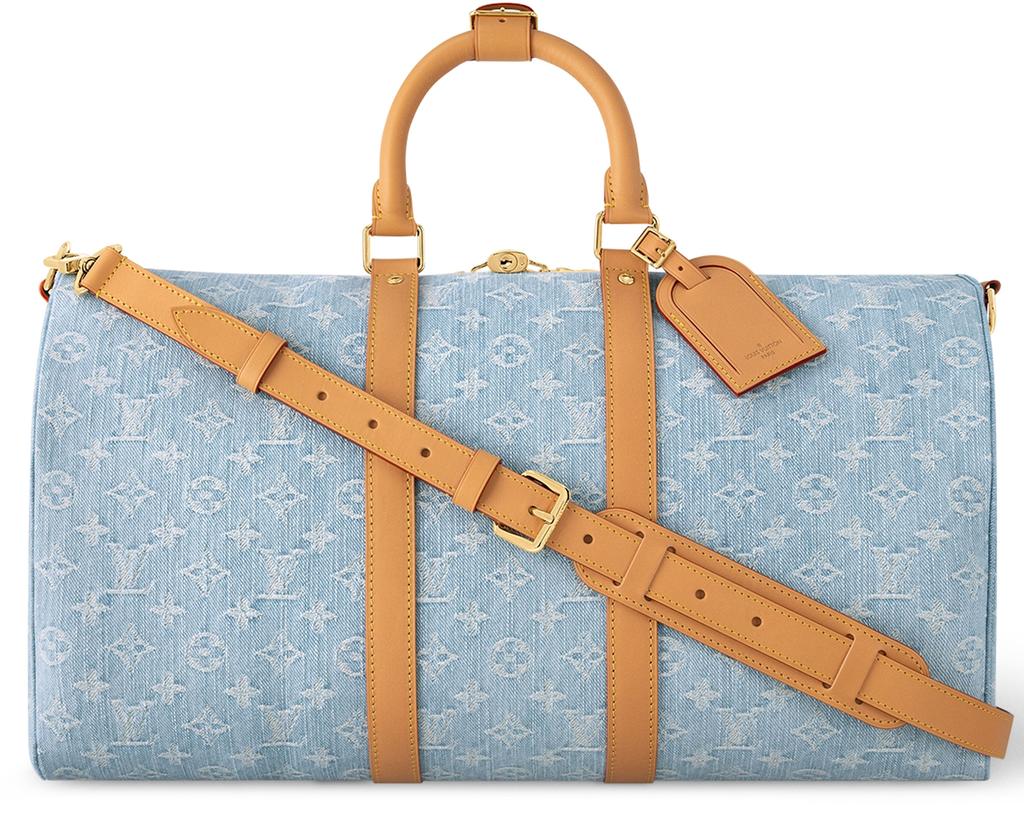 Louis Vuitton Monogram Denim Keepall Bandoulière 45 Duffle Bag  – Blue