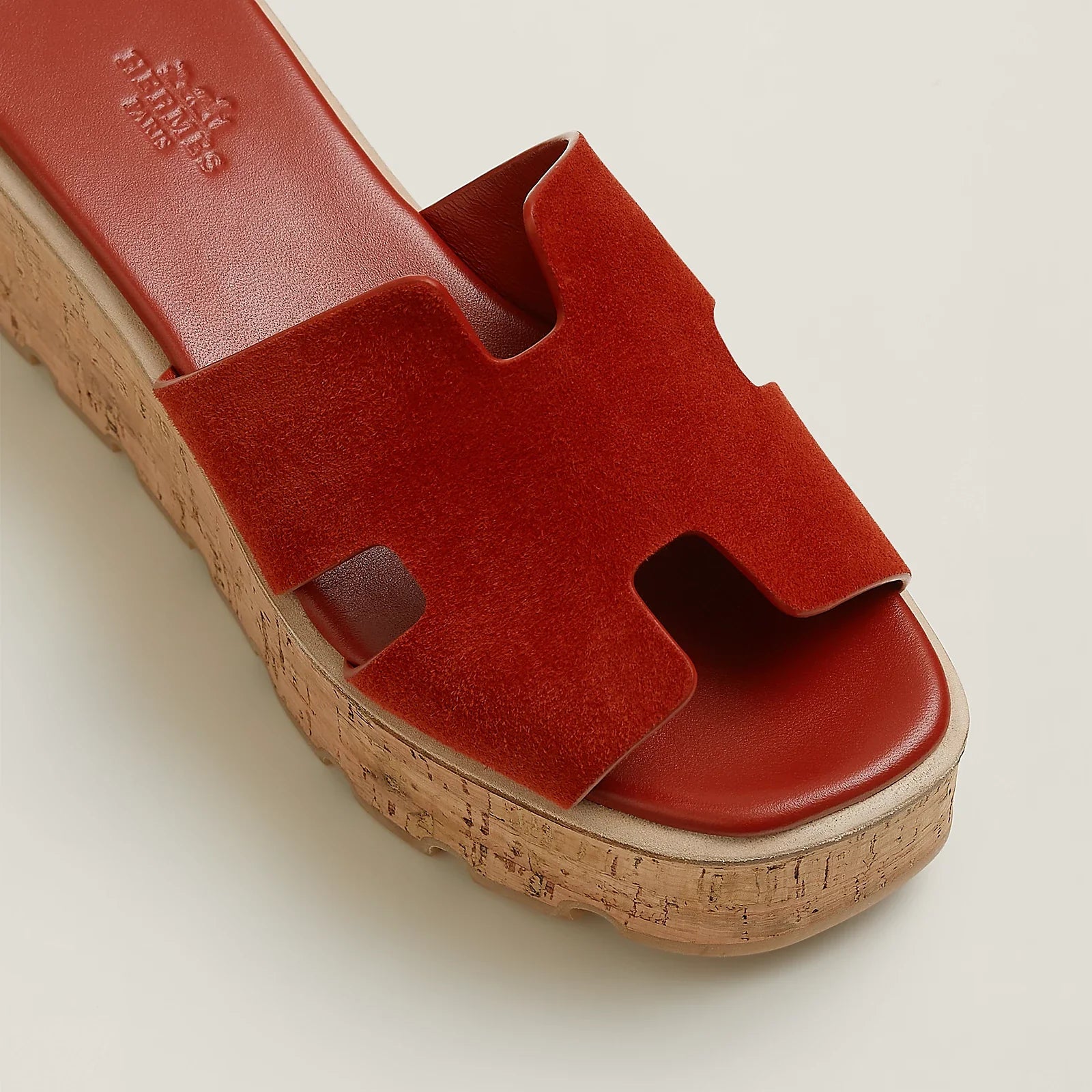 Hermes Eze 30 Suede Sandal - Orange Brûlée