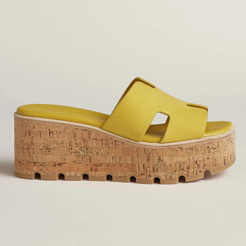 Hermes Eze 30 Suede Sandals - Jaune Impérial