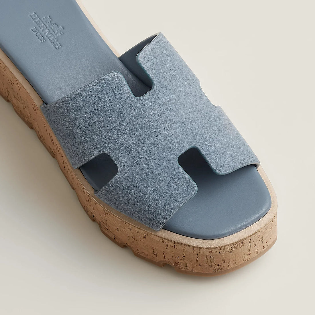 Hermes Eze 30 Suede Sandals - Blue Pomace