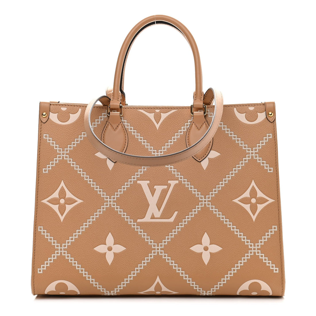 Louis Vuitton Empreinte Monogram Giant Broderies OnTheGo MM Tote Bag - Light Brown