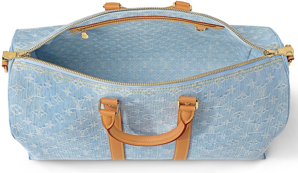 Louis Vuitton Monogram Denim Keepall Bandoulière 45 Duffle Bag  – Blue