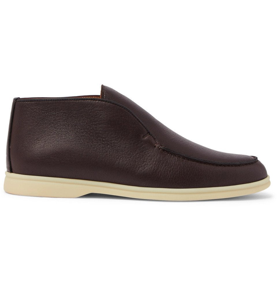 Loro Piana Open Walk Full-Grain Leather Boots –  Dark Brown (146)