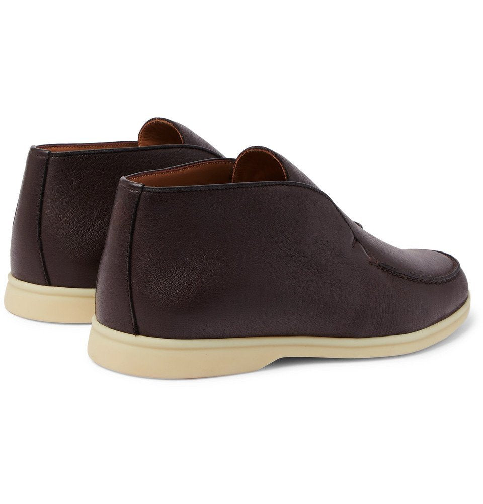 Loro Piana Open Walk Full-Grain Leather Boots –  Dark Brown (146)