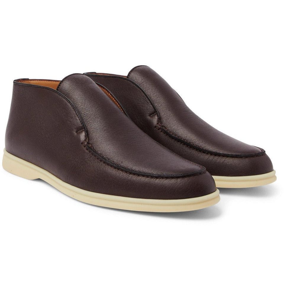 Loro Piana Open Walk Full-Grain Leather Boots –  Dark Brown (146)