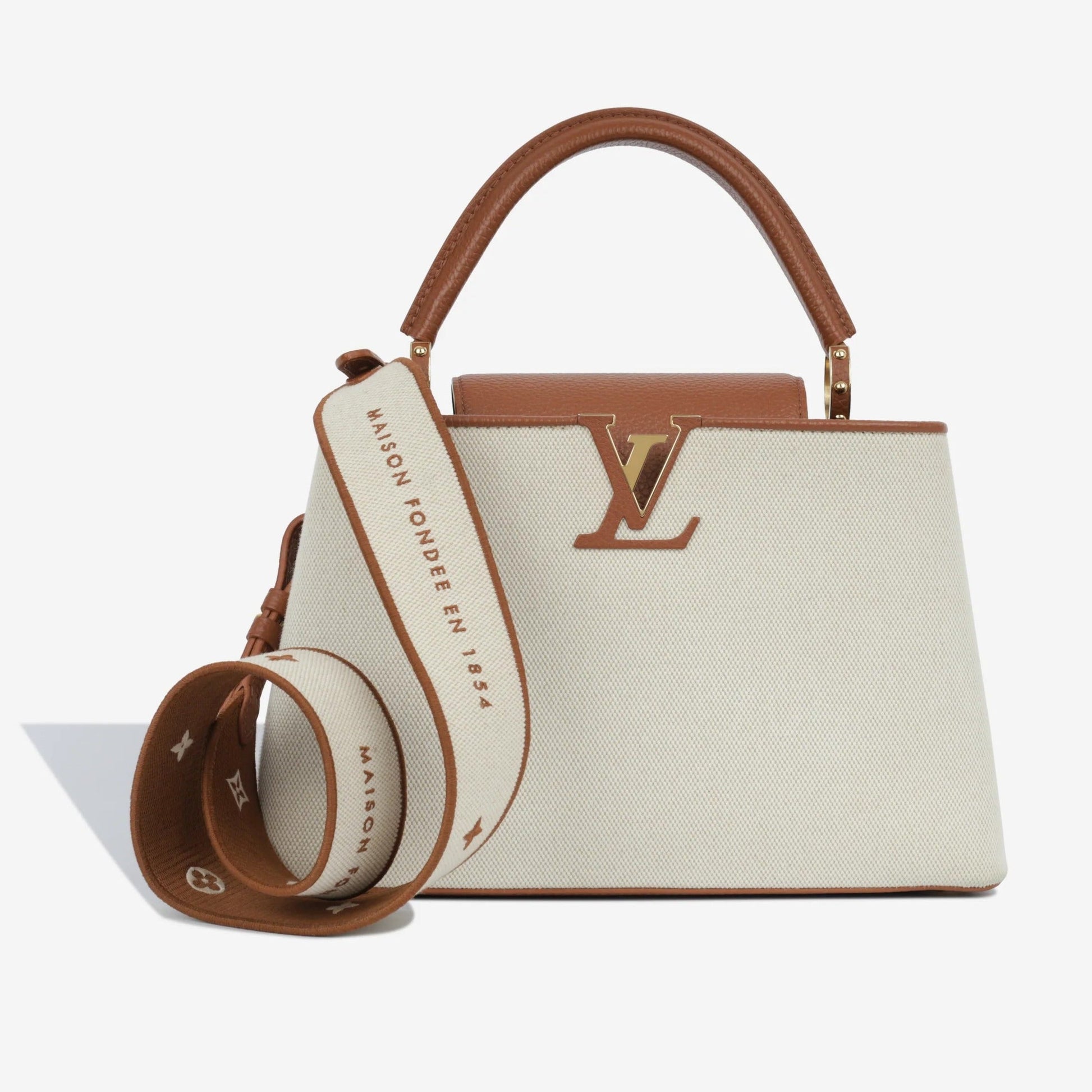 Louis Vuitton Taurillon Leather Capucines MM Handbag – Ecru Beige