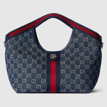 Gucci GG Denim Giglio Small Tote Bag – Blue
