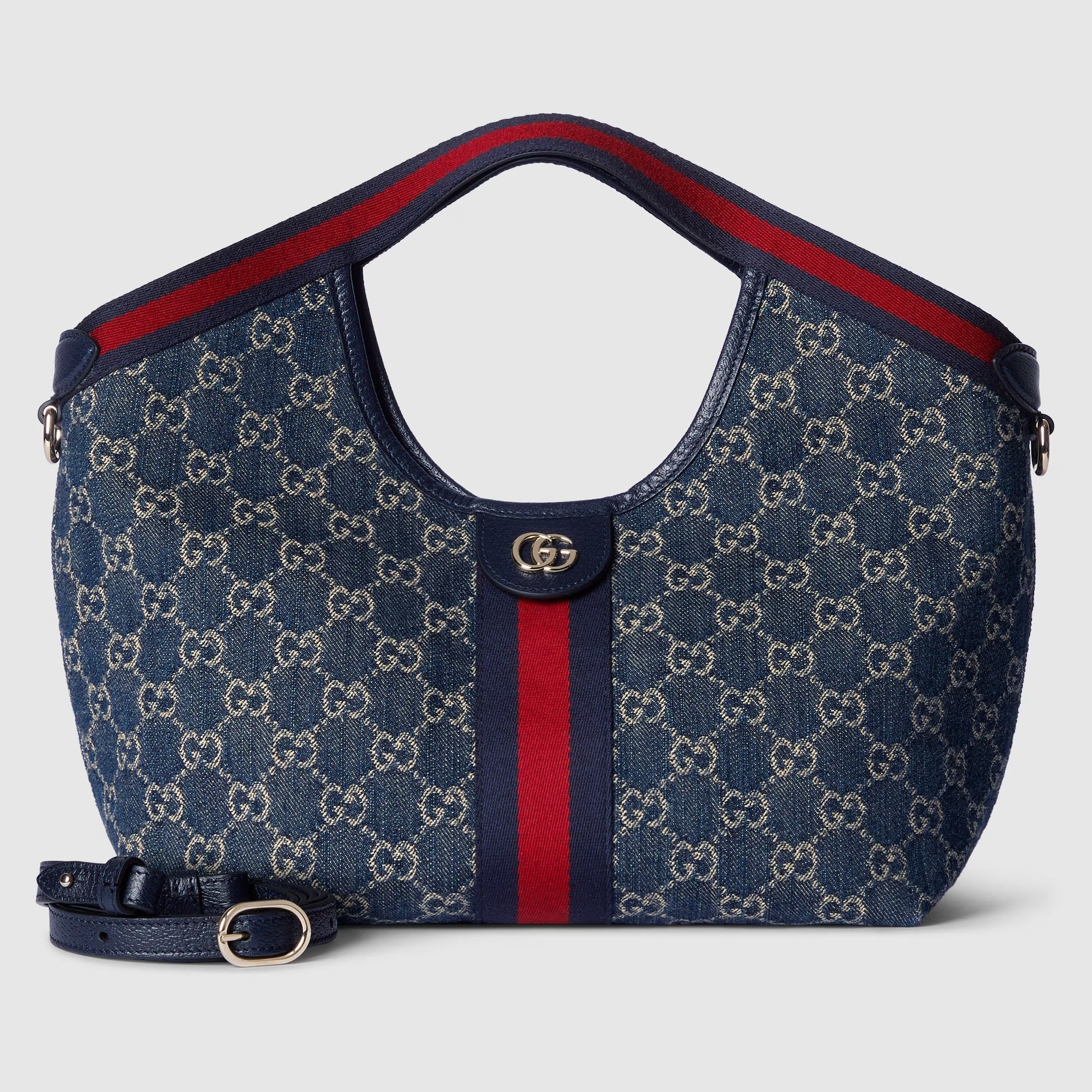 Gucci GG Denim Giglio Small Tote Bag – Blue