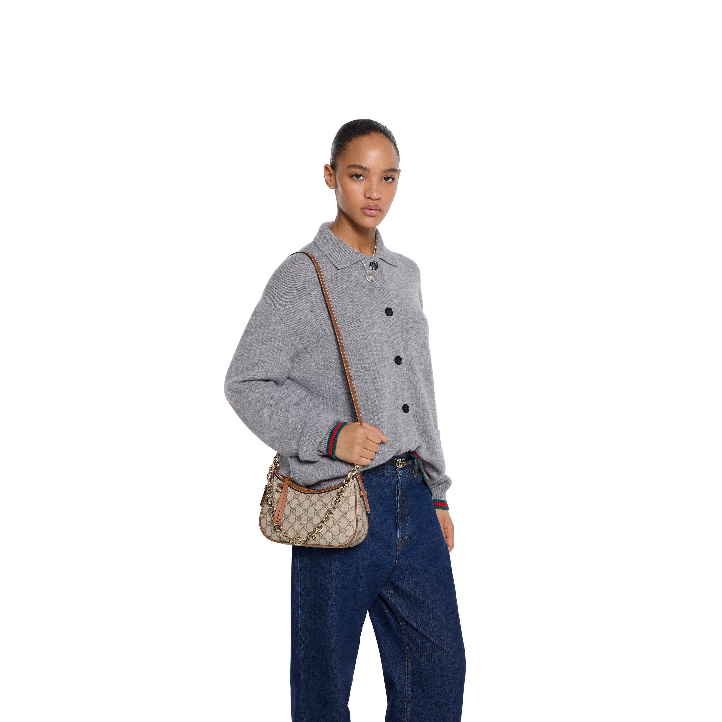 Gucci GG Emblem Shoulder Bag – Beige/Brown
