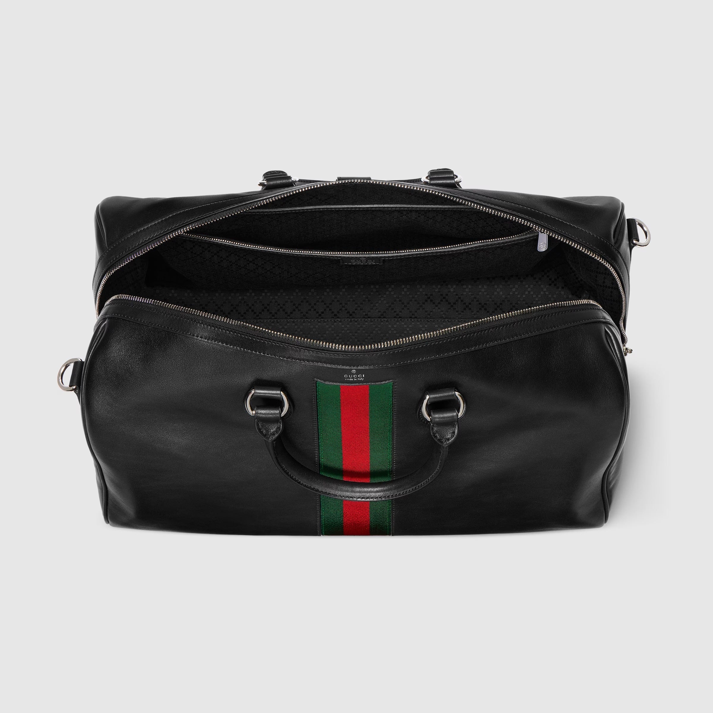 Gucci Web Trademark Medium Duffle Travel Bag – Black