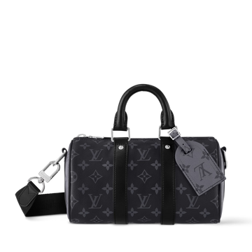 Louis Vuitton Monogram Eclipse Keepall Bandoulière 25 Duffle Bag – Grey