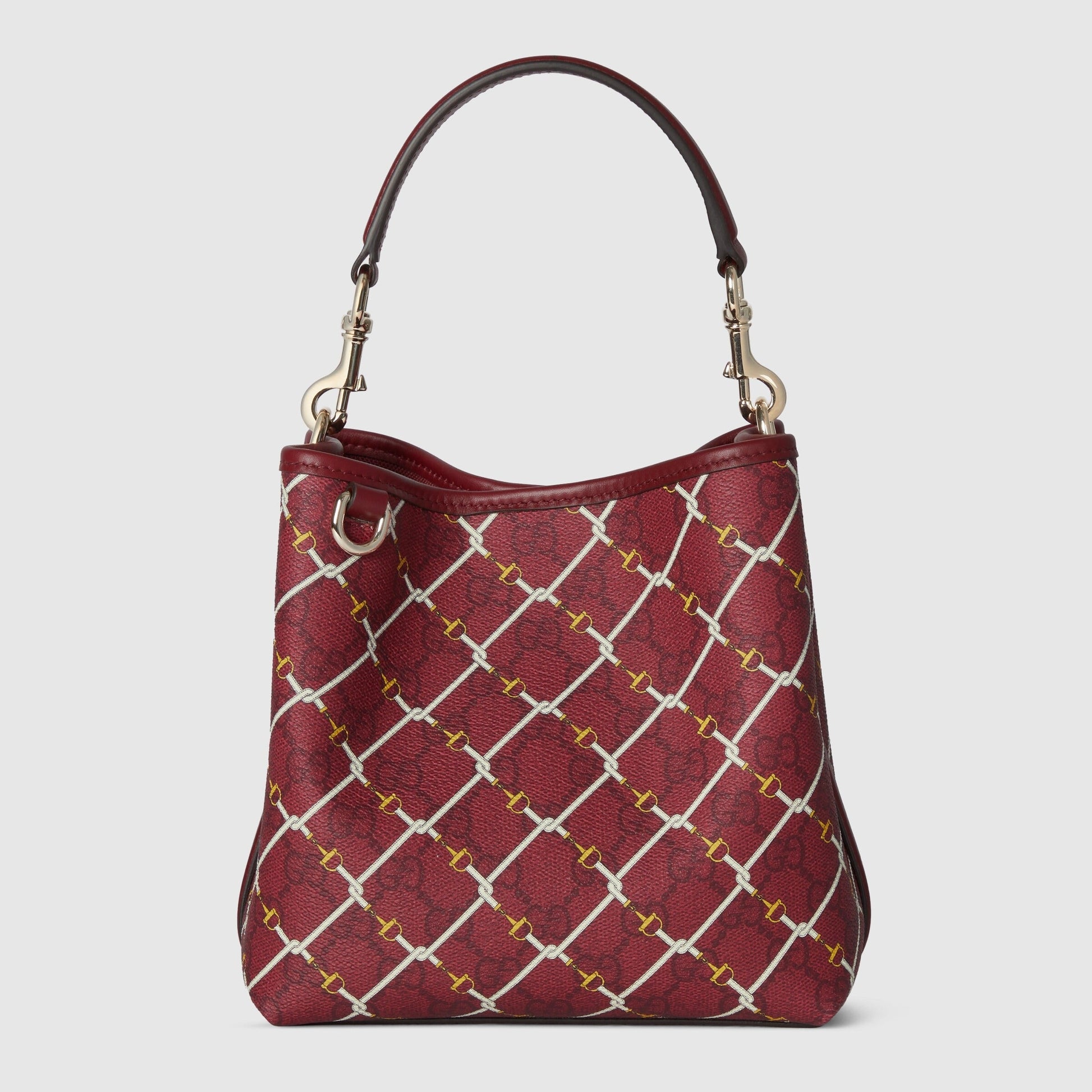 Gucci Emblem Small Bucket Bag – Red