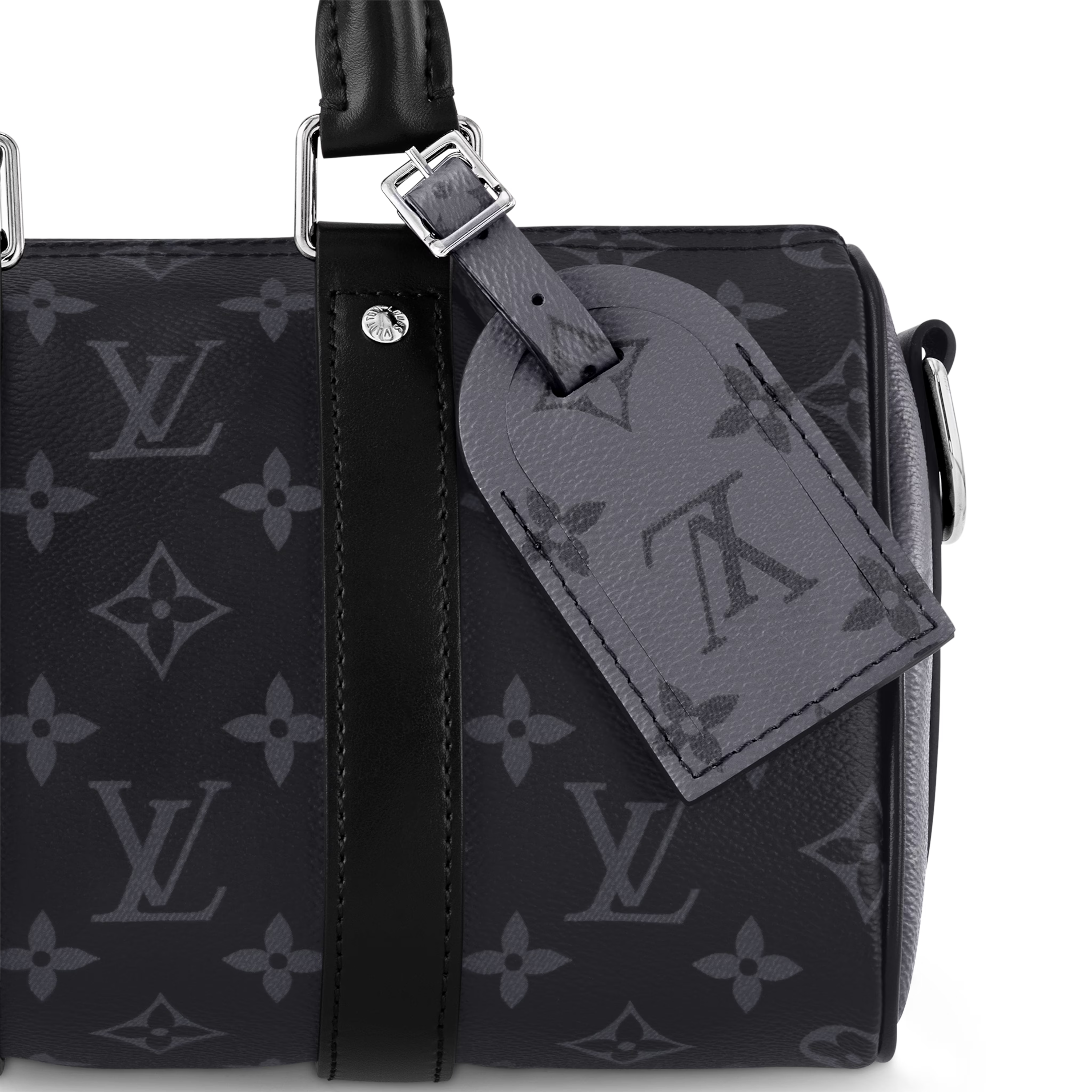 Louis Vuitton Monogram Eclipse Keepall Bandoulière 25 Duffle Bag  – Grey